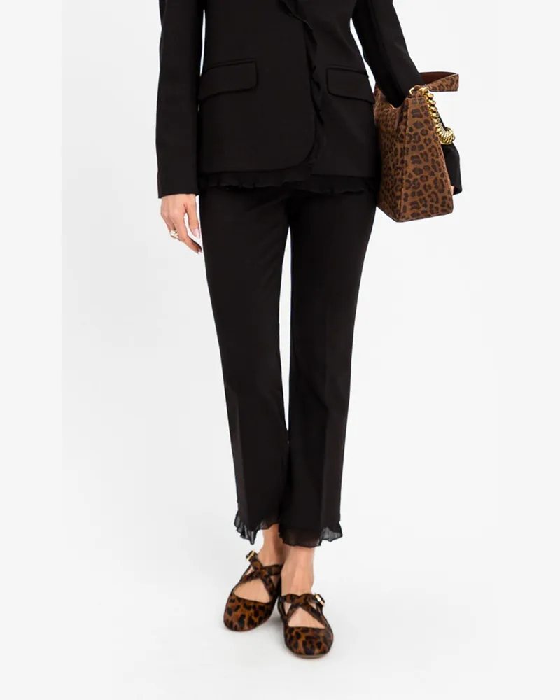 Twin-Set Gerade geschnittene Cropped-Hose aus Crêpe mit mittlerer Leibhöhe Schwarz