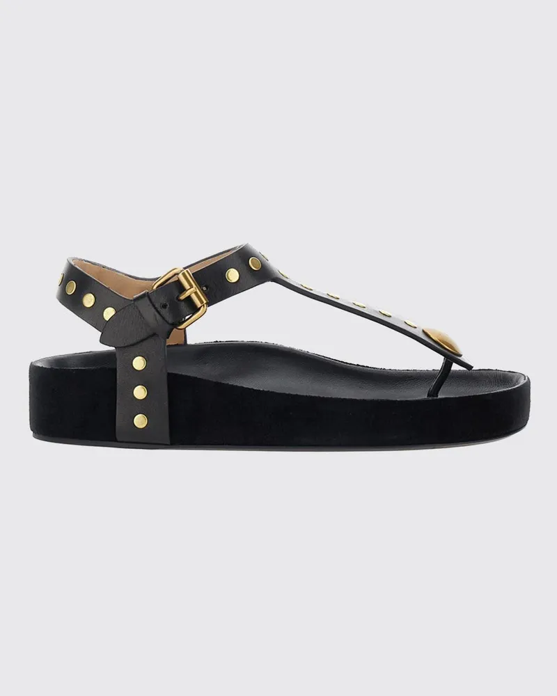 Isabel Marant Zehentrenner-Sandalen aus Kalbsleder mit Nieten Schwarz