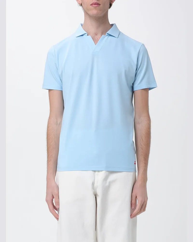 Peuterey Polo aus Baumwoll-Seidenmischung Hellblau