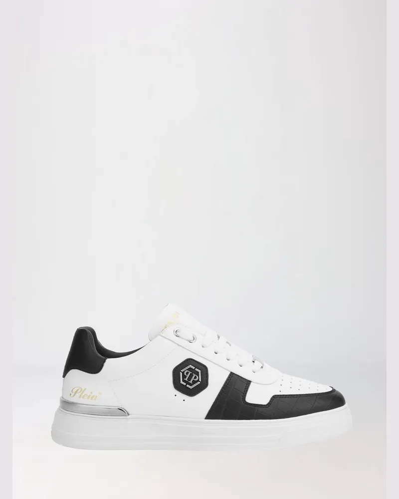 Philipp Plein Low-Top-Sneaker aus Glattleder mit Hexagon-Logo Weiss
