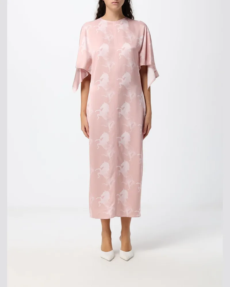 Stella McCartney Midi-Etuikleid aus Satin mit Grafikprint und Rundhalsausschnitt Pink