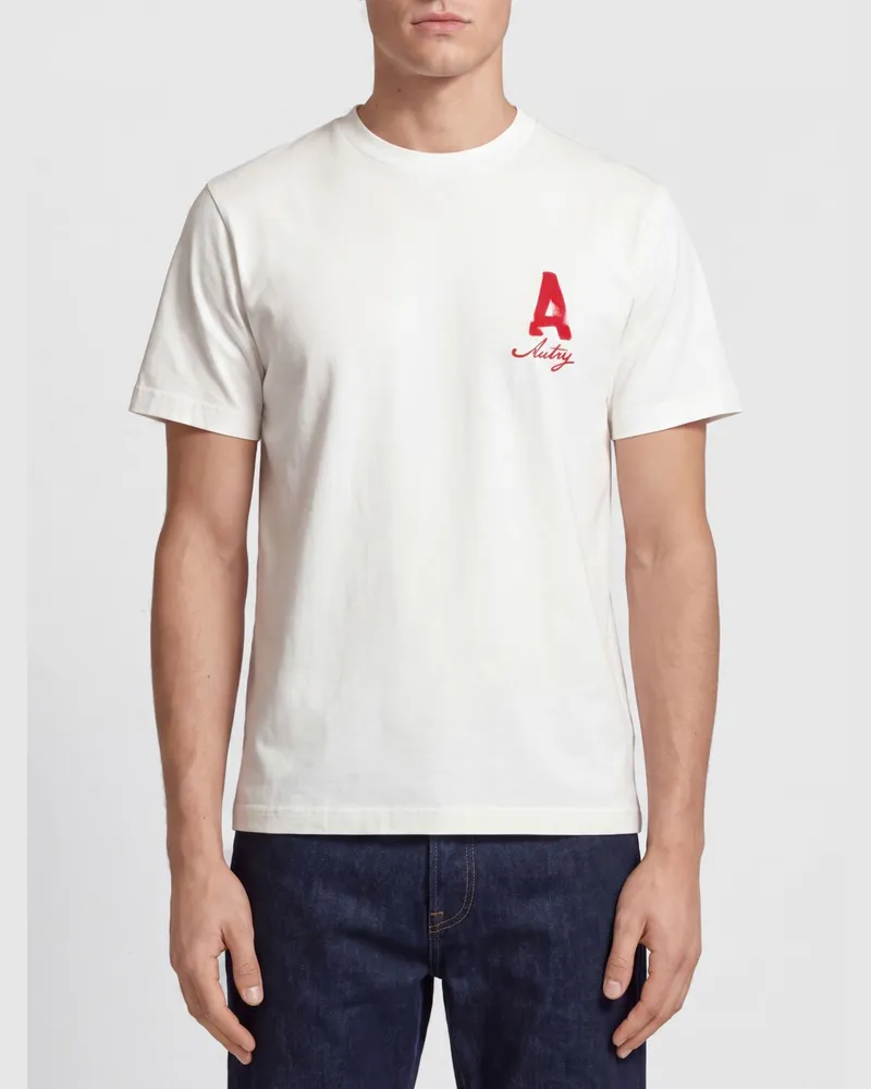 AUTRY Baumwoll-T-Shirt mit kontrastierendem Logo Ivory