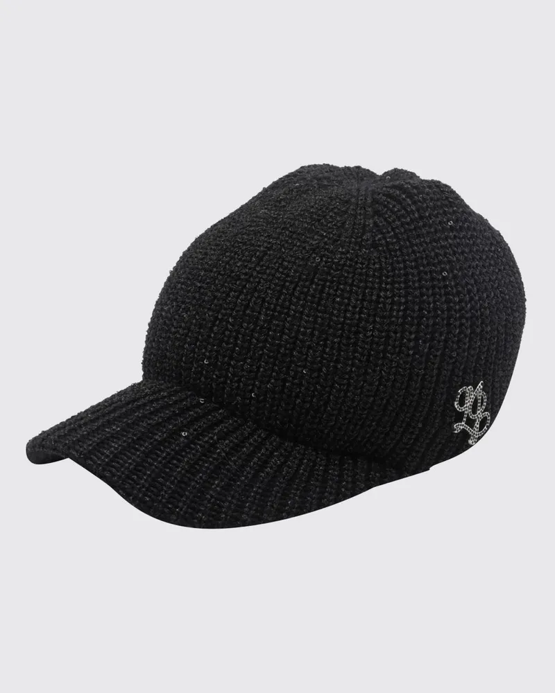 Liu Jo Baseballkappe aus Rippstrick mit Metalllogo Schwarz