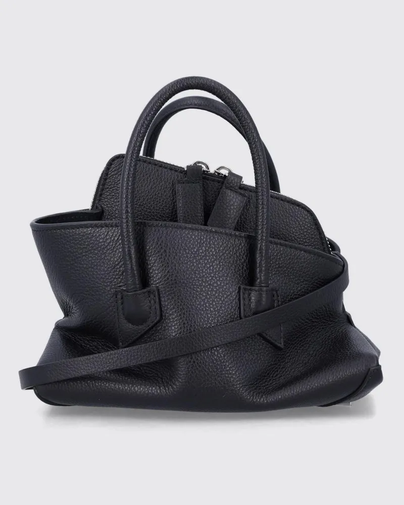 ATTICO La Passeggiata Mini-Handtasche aus gehämmertem Leder Schwarz