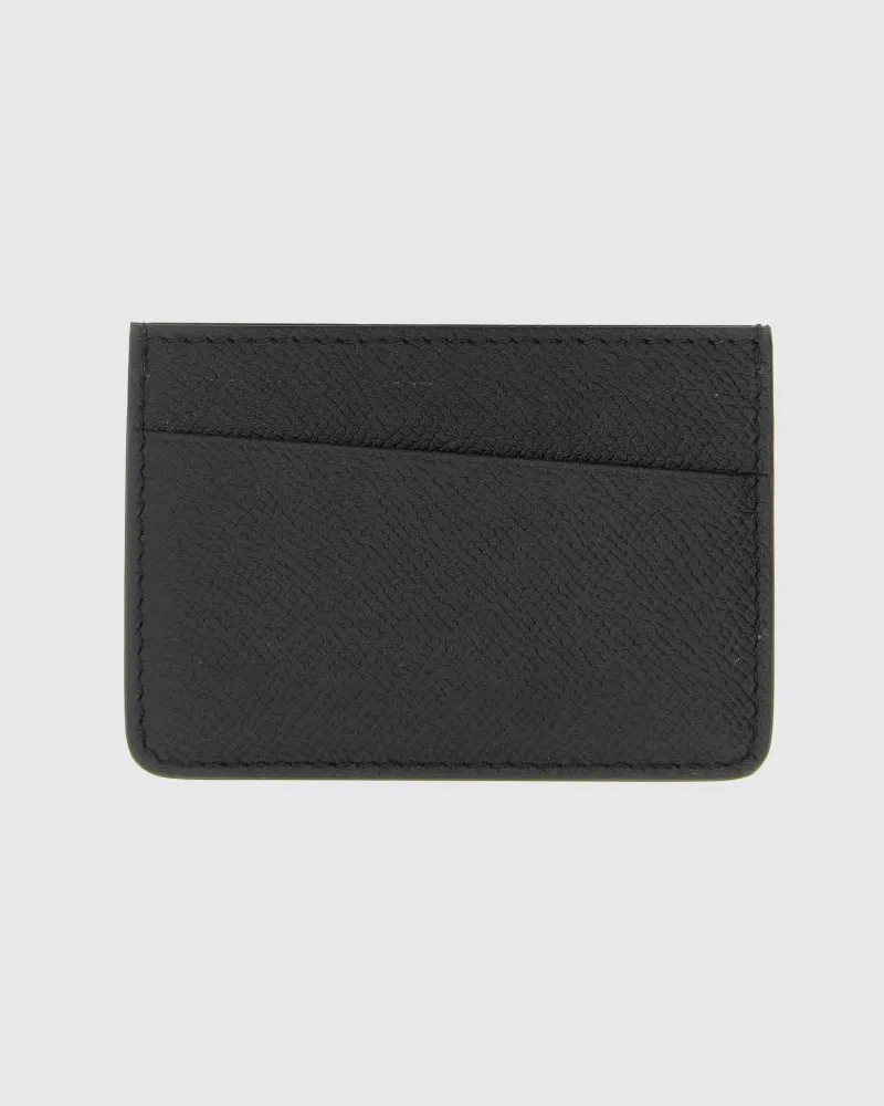 Maison Margiela Flacher Kartenhalter aus Kalbsleder mit Four Stitches Schwarz