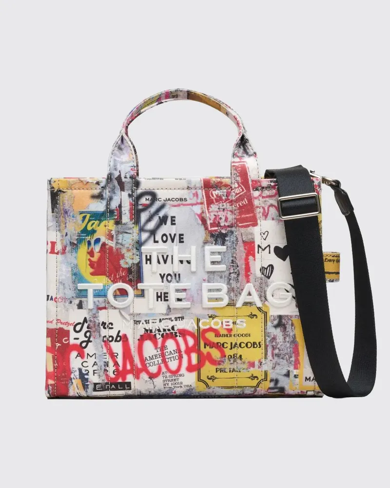 Marc Jacobs The Medium Tote Bag aus Canvas mit kontrastierendem Logo Weiß