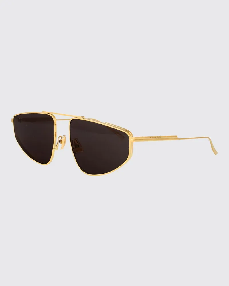 Bottega Veneta Ausgestellte Aviator-Sonnenbrille mit graviertem Logo Yellow