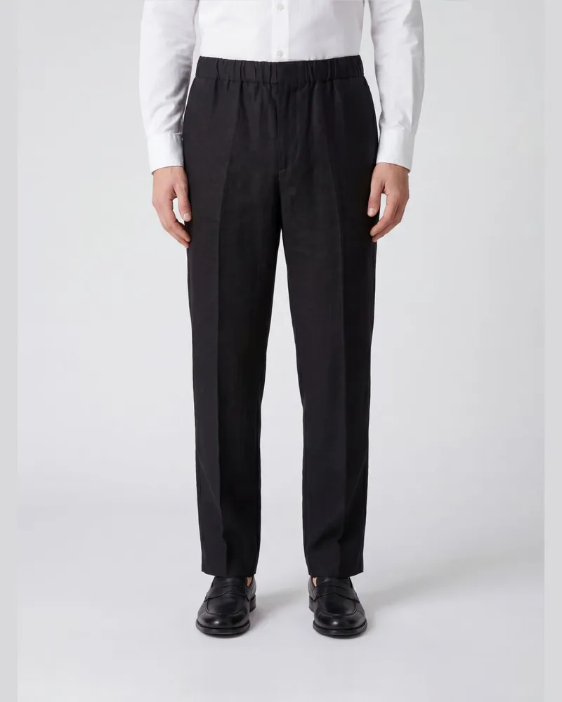 LARDINI Leinenhose mit weitem Bein Schwarz