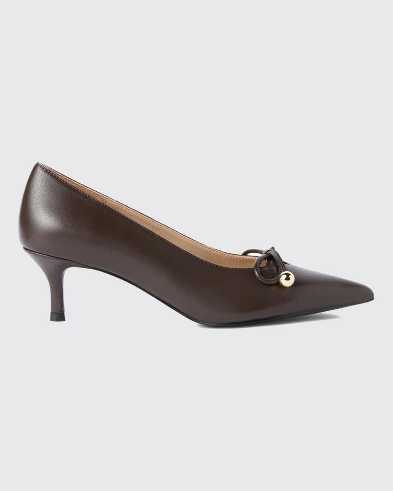 Furla Glattleder-Pumps mit mittlerem Stiletto-Absatz und mandelförmiger Spitze Braun