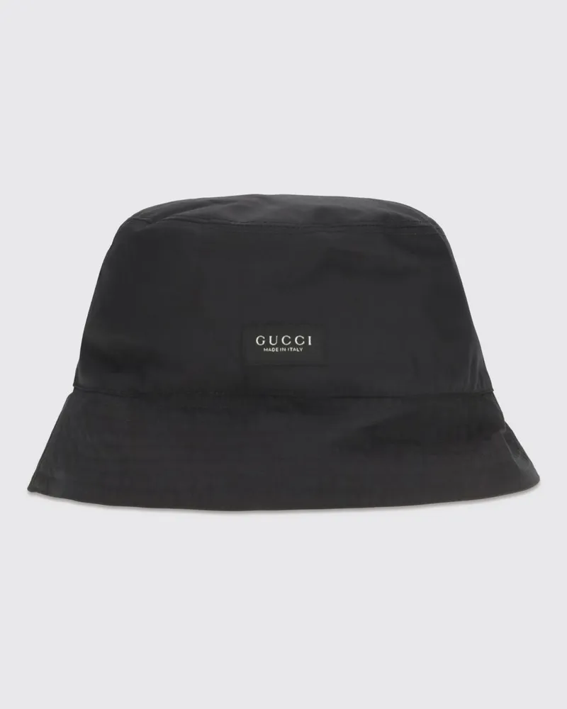 Gucci Fischerhut aus Baumwollmischung mit kontrastierendem Schriftzug-Logo Schwarz