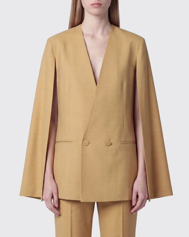 Alberta Ferretti Kurzer zweireihiger Blazer aus Viskosemischung von Beige