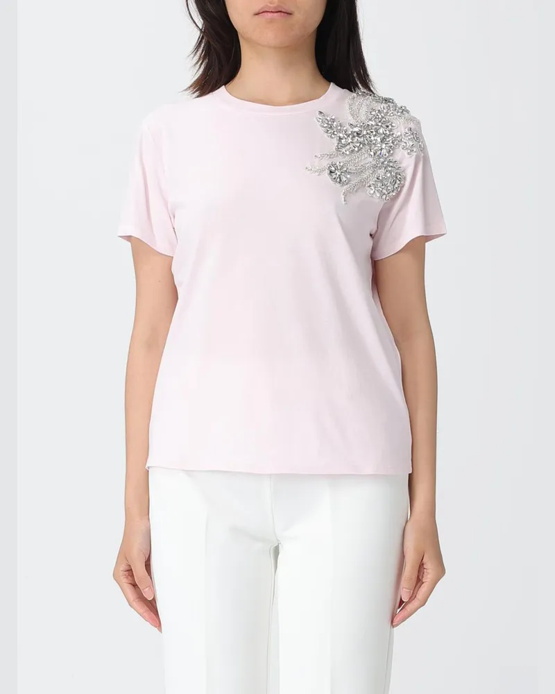 Liu Jo Baumwoll-T-Shirt mit Kristallen Pink