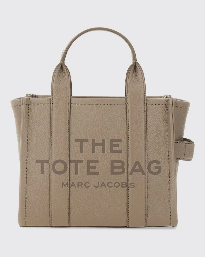Marc Jacobs Kleine Tragetasche The Tote Bag aus Leder mit Ton-in-Ton-Logo Beige