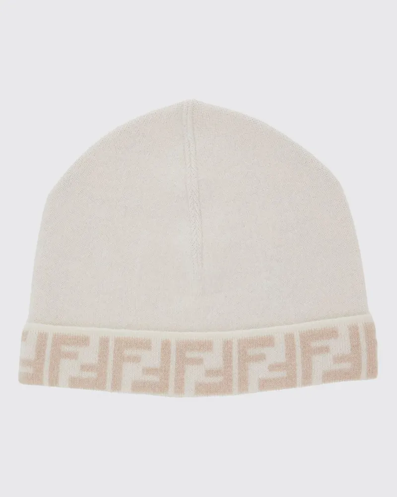 Fendi Beanie für Jungen von aus Wolle und Kaschmir mit Jacquard-FF-Monogramm Weiß