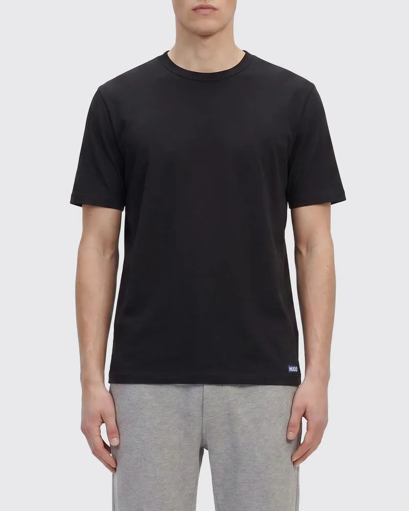 HUGO BOSS Set aus zwei T-Shirts aus Baumwolle mit Kontrastlogo und Rundhals Schwarz