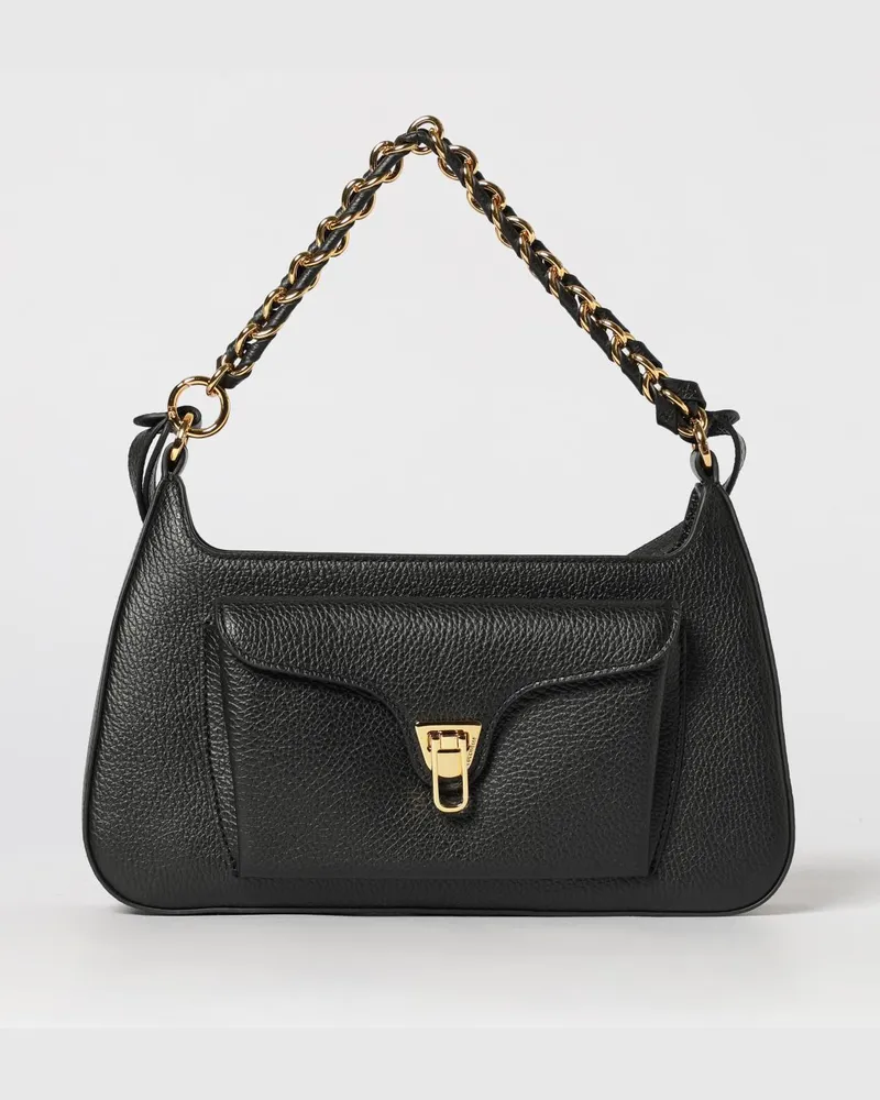 Coccinelle Beat Generation Tasche aus genarbtem Leder Schwarz