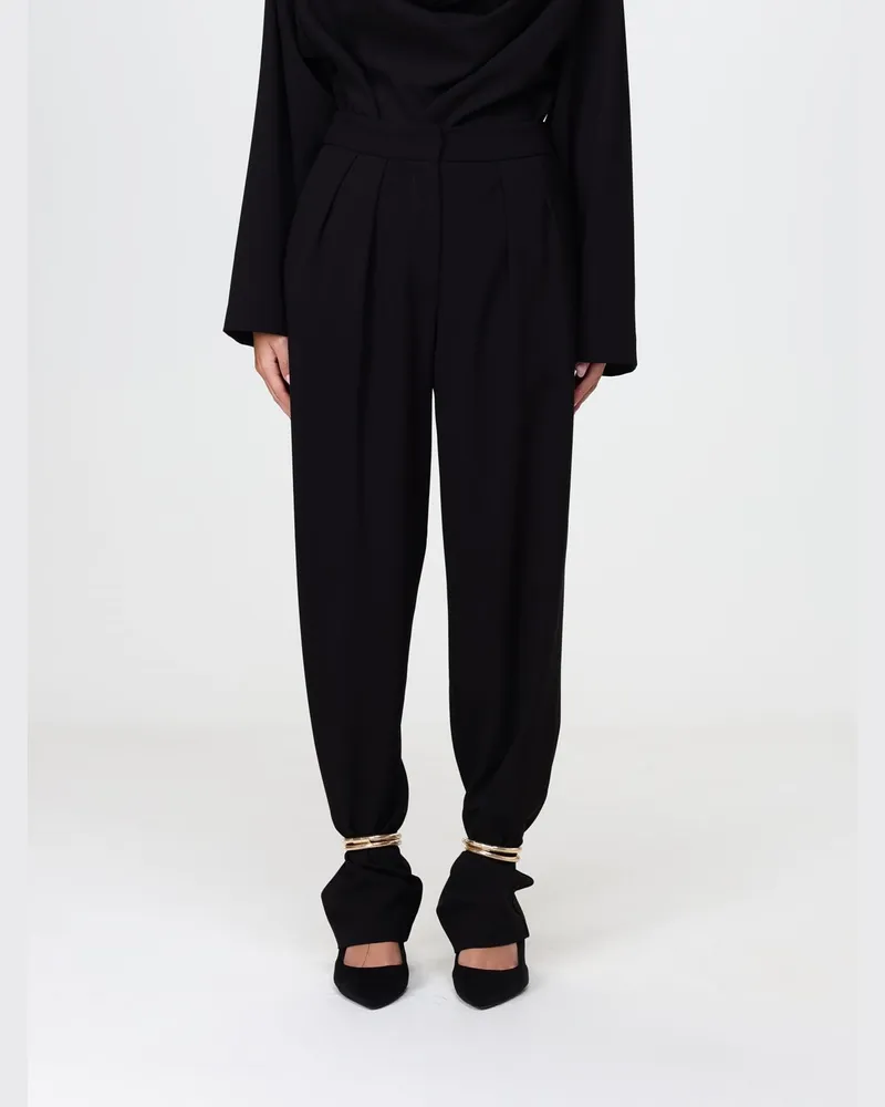 Simona Corsellini Weit geschnittene Gabardine-Hose von mit Ringdetail Schwarz