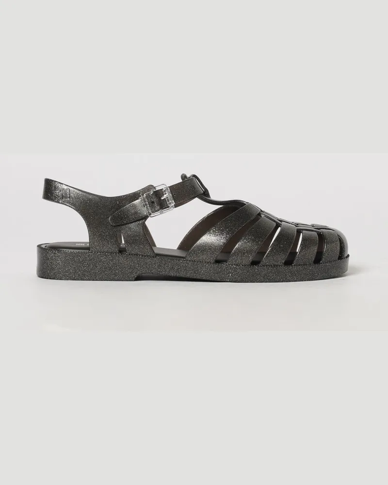 Melissa Possession Fischer-Sandalen aus Glitzer-PVC mit niedrigem Absatz Schwarz