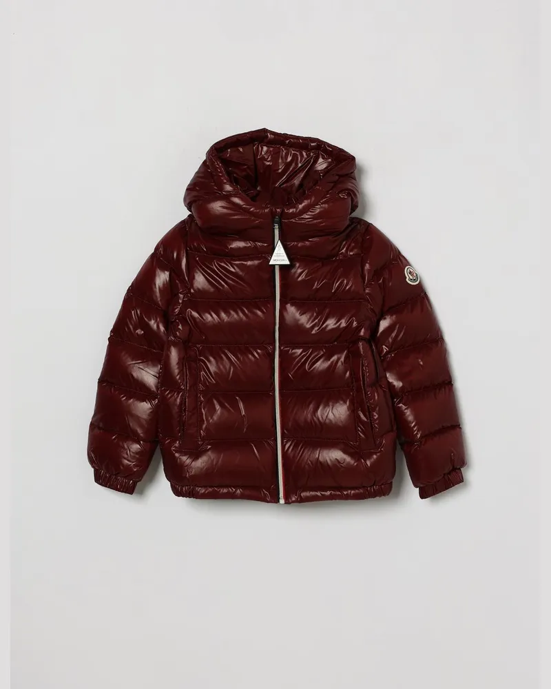 Moncler Gesteppte Daunenjacke für Jungen mit Kapuze aus recyceltem Nylon Rot