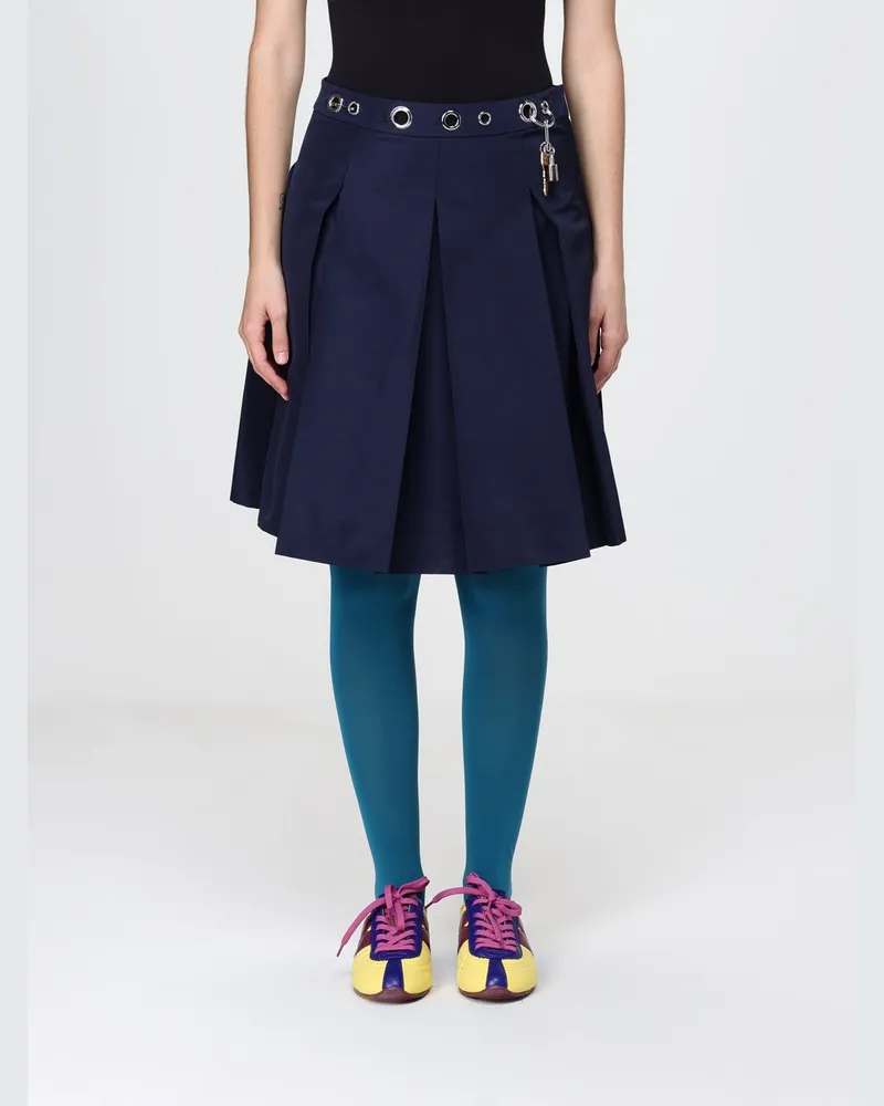 Marc Jacobs Baumwoll-Nylon-Rock mit Piercing Blau