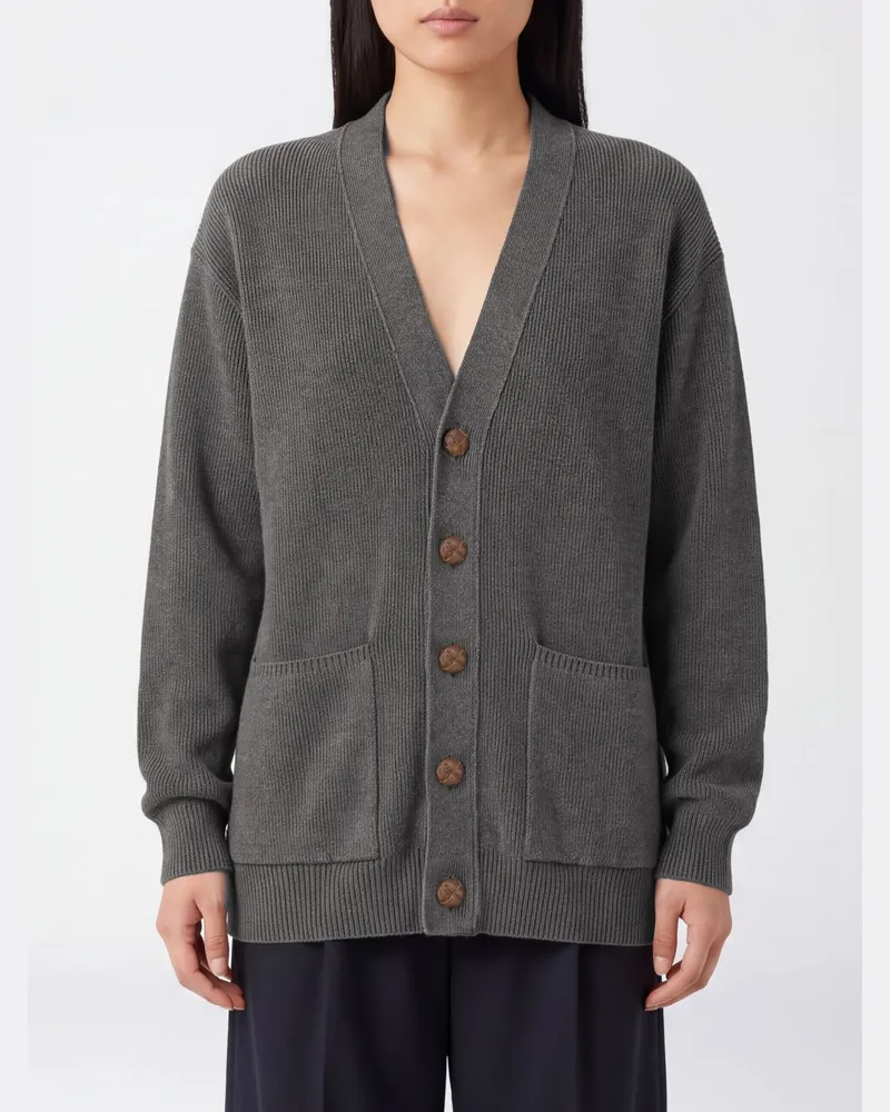 Golden Goose Baumwoll-Cardigan mit V-Ausschnitt und Logo auf der Rückseite Grau