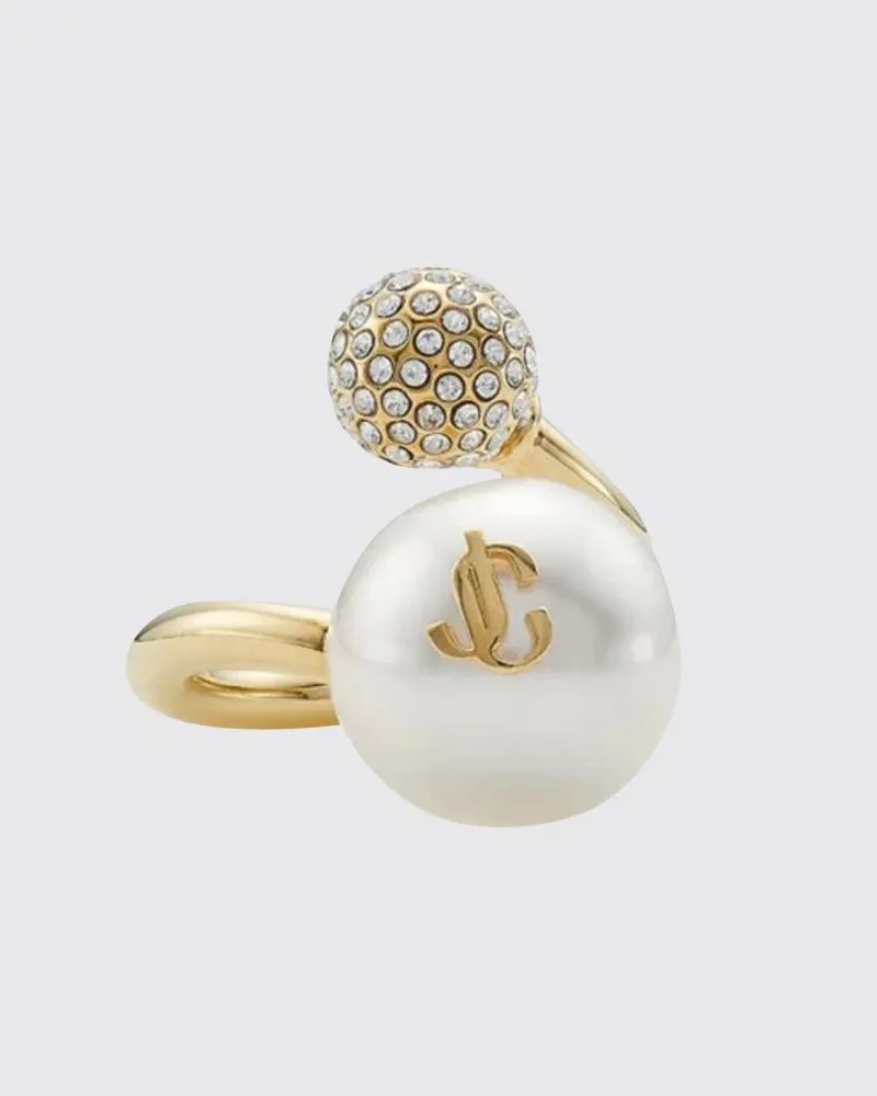 Jimmy Choo Ring im Torchon-Design mit Perlen- und Kristallverzierung Gold