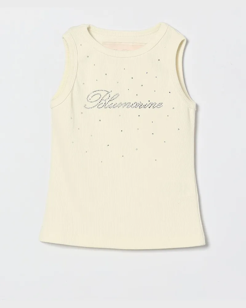 Blumarine Baumwoll-Tanktop mit Strass-Logo Yellow