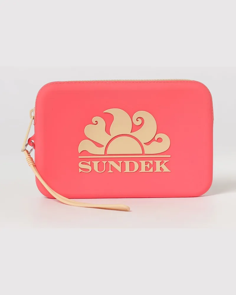 Sundek Clutch-Tasche für Jungen aus Gummi mit Logo und Handgelenkschlaufe Korall