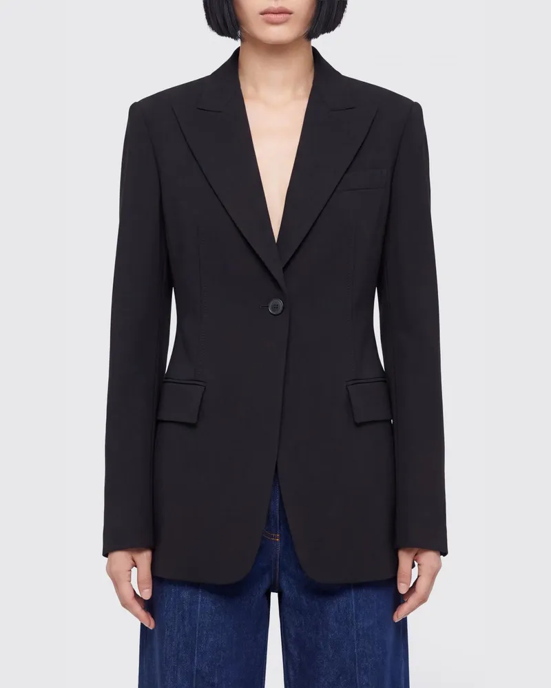 SPORTMAX Einreihiger Slim-Fit-Blazer aus Viskose mit steigendem Revers Schwarz