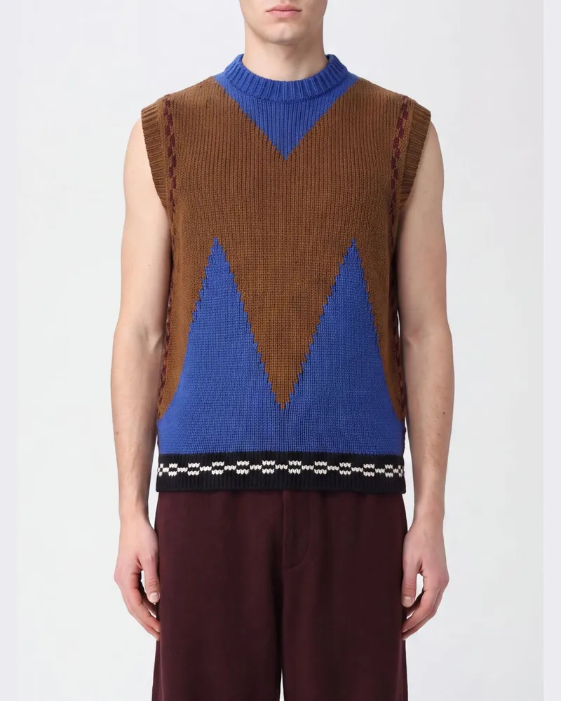 Marni Wollweste mit Argyle-Muster und Kontrastbesätzen Bunt