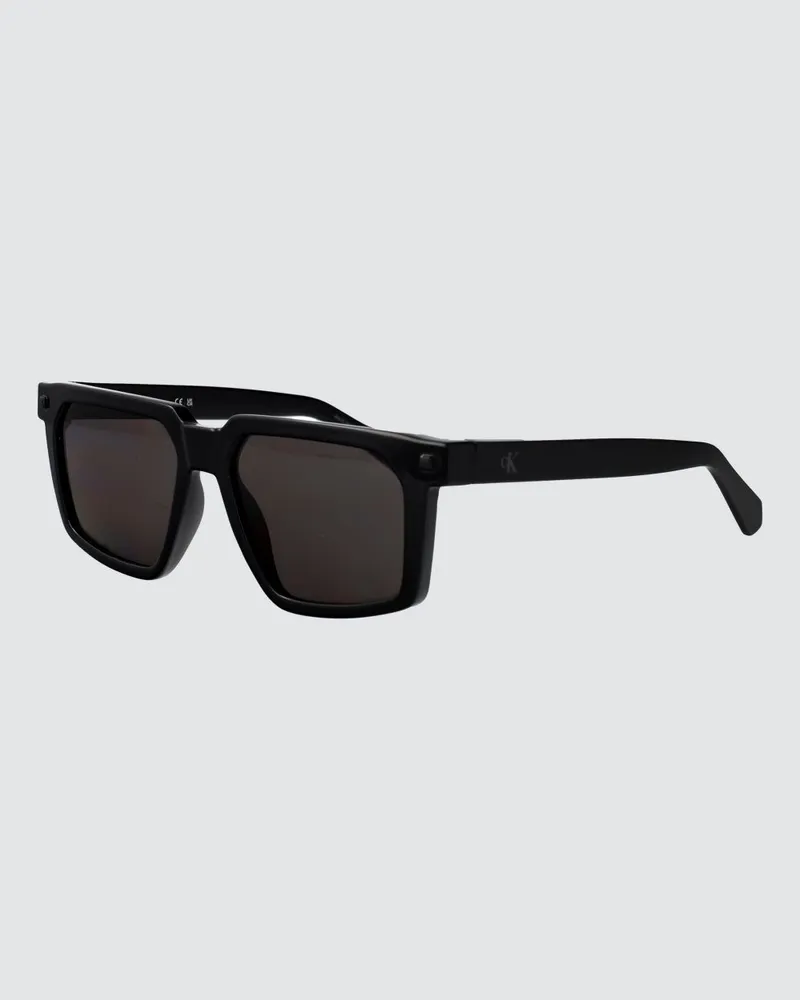 Calvin Klein Rechteckige Piloten-Sonnenbrille aus Acetat Schwarz