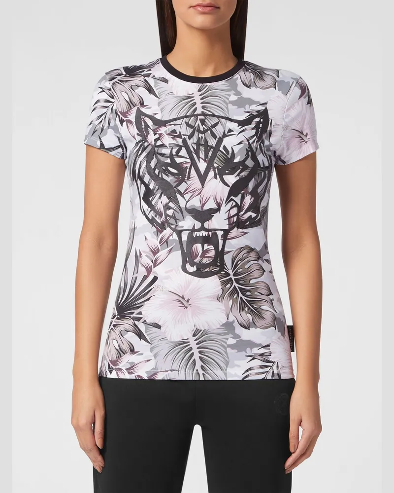 Philipp Plein Slim-Fit-Jersey-T-Shirt mit grafischem Allover-Print Bunt