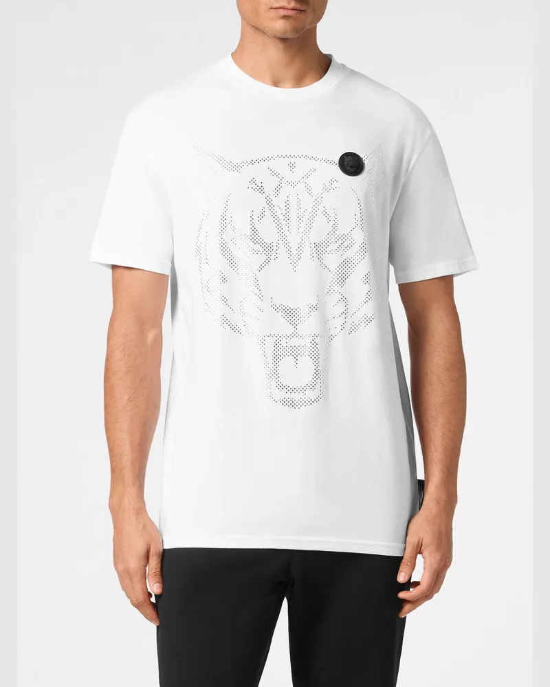 Philipp Plein Baumwoll-T-Shirt mit Strasssteinen Weiß