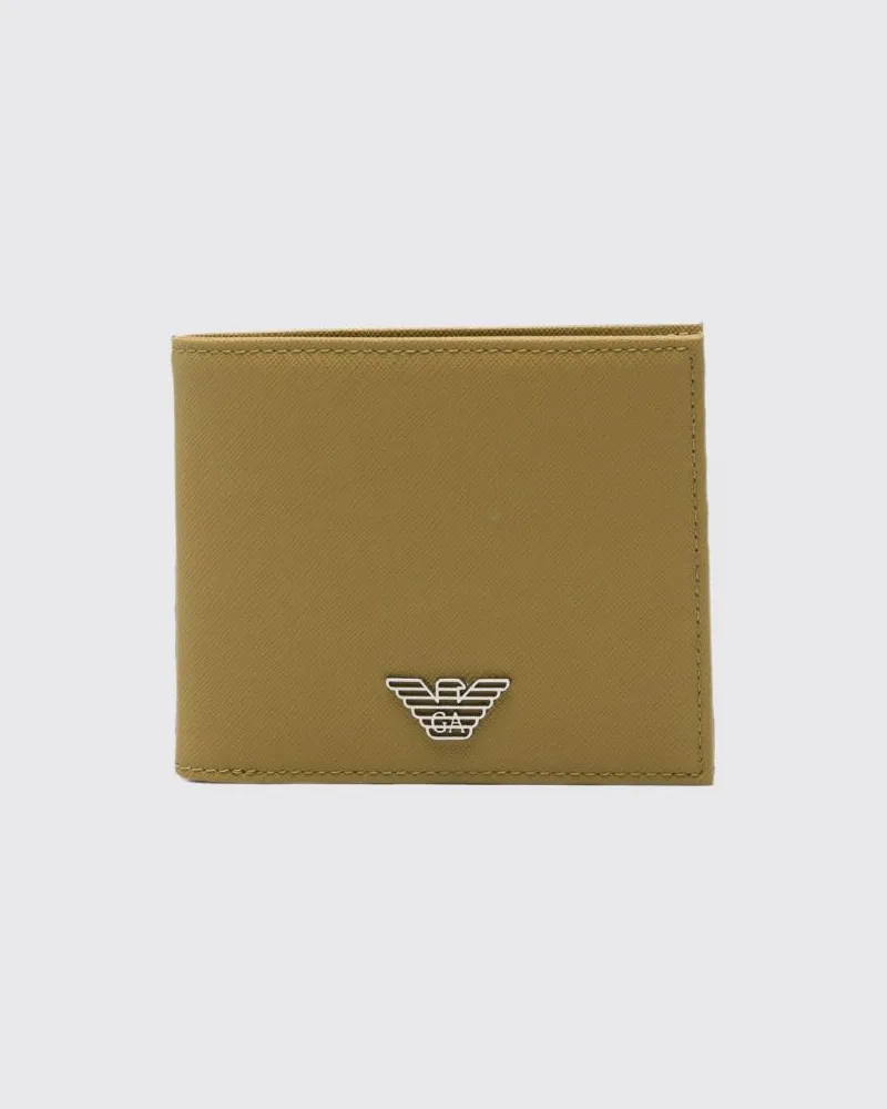 Emporio Armani Saffiano Bifold-Brieftasche mit Monogramm und Adler-Logo Grün