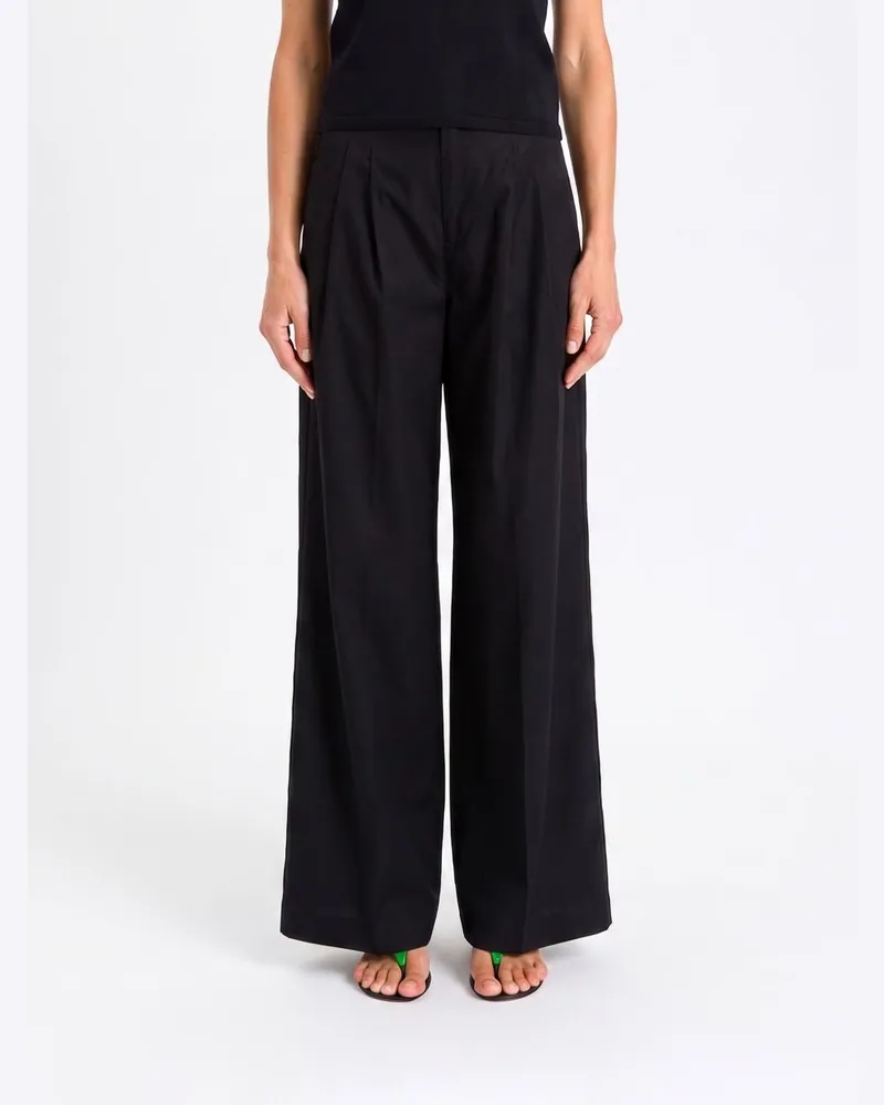 Twin-Set Weite Baumwollhose Schwarz