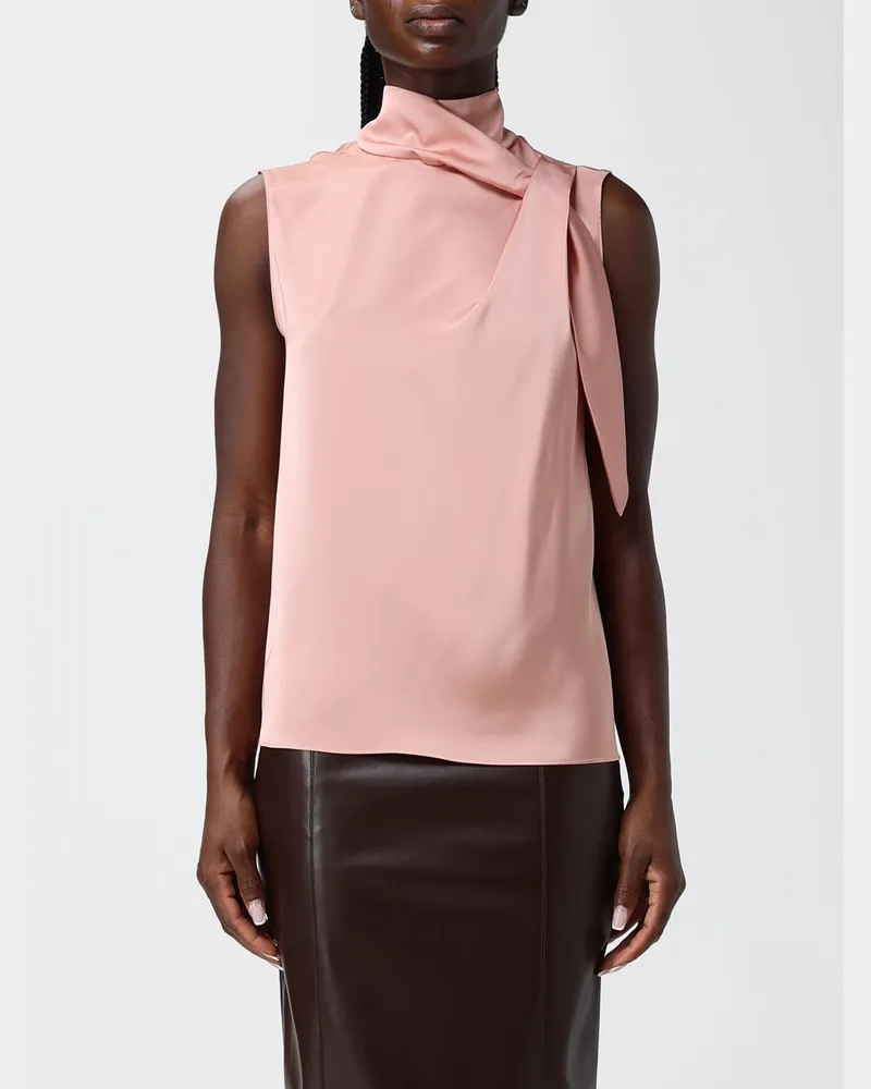 Hanita Ärmellose Satinbluse mit drapiertem Schluppenkragen Pink