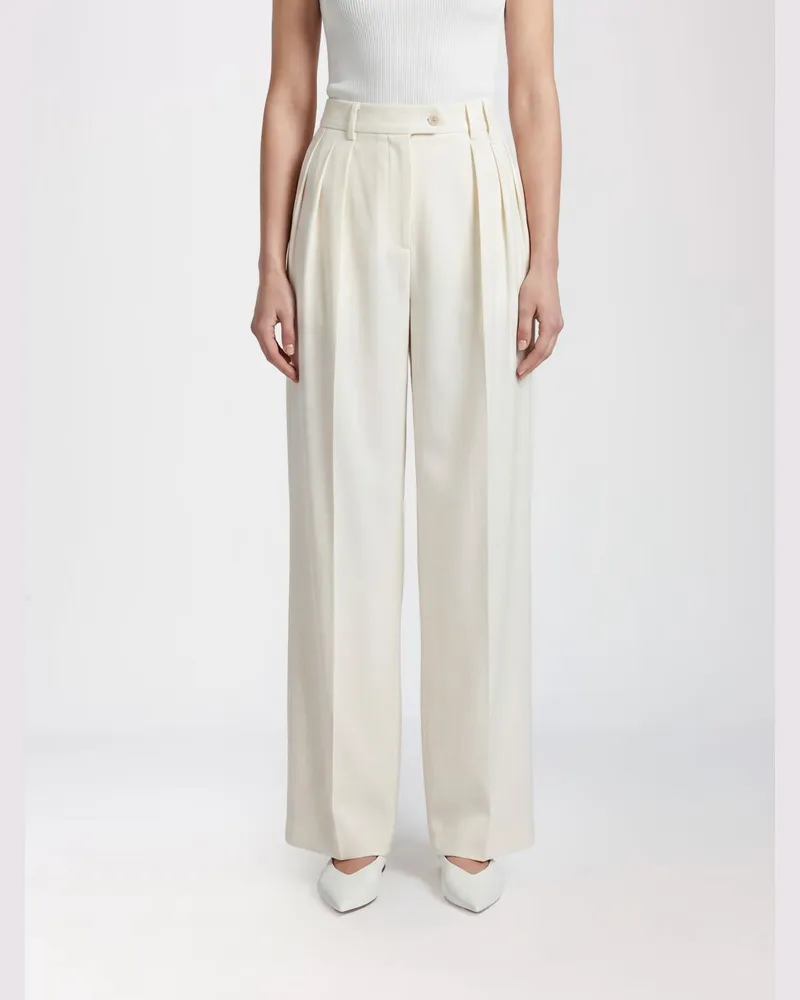 Calvin Klein High-Waist Palazzohose von aus Merinowolle Weiß