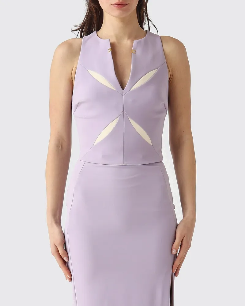 Elisabetta Franchi Crêpe Cropped Top Lila