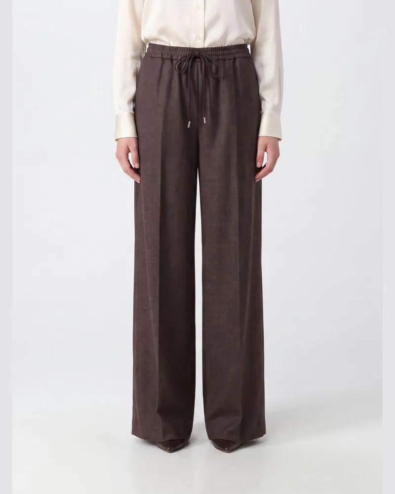 Max Mara Palazzo-Hose mit weitem Bein aus Shetlandwolle mit hoher Taille Grau