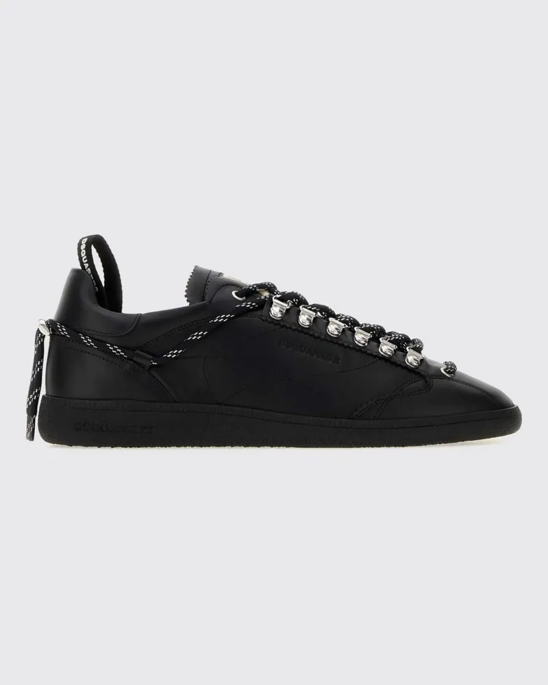 Dsquared2 Rebels Sneaker aus glattem Kalbsleder mit geprägtem Logo Schwarz