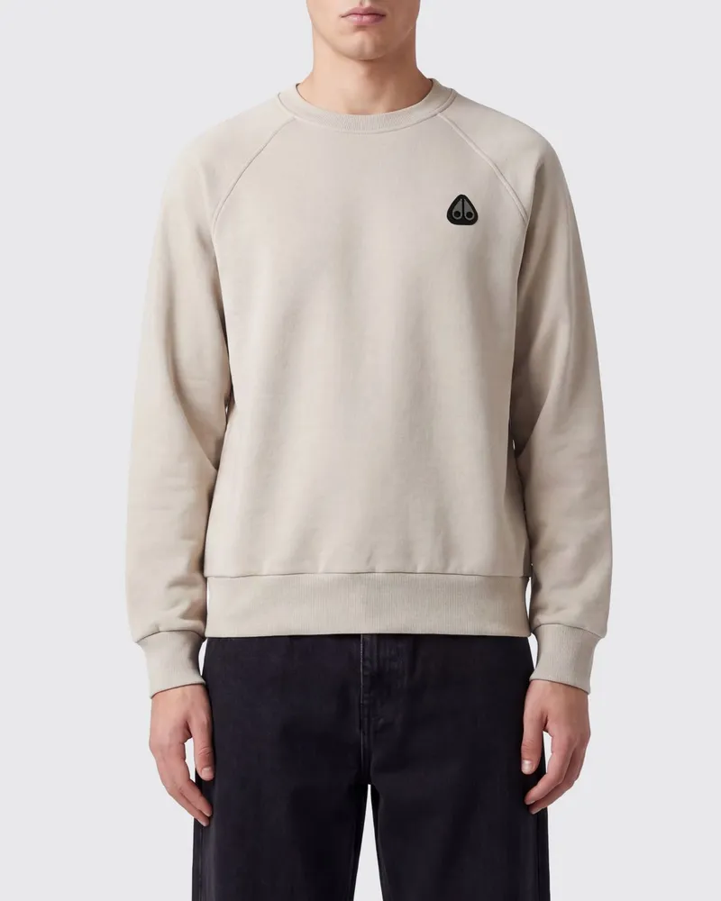 Moose Knuckles Rundhals-Sweatshirt aus Baumwolle mit Kontrast-Logo Cream