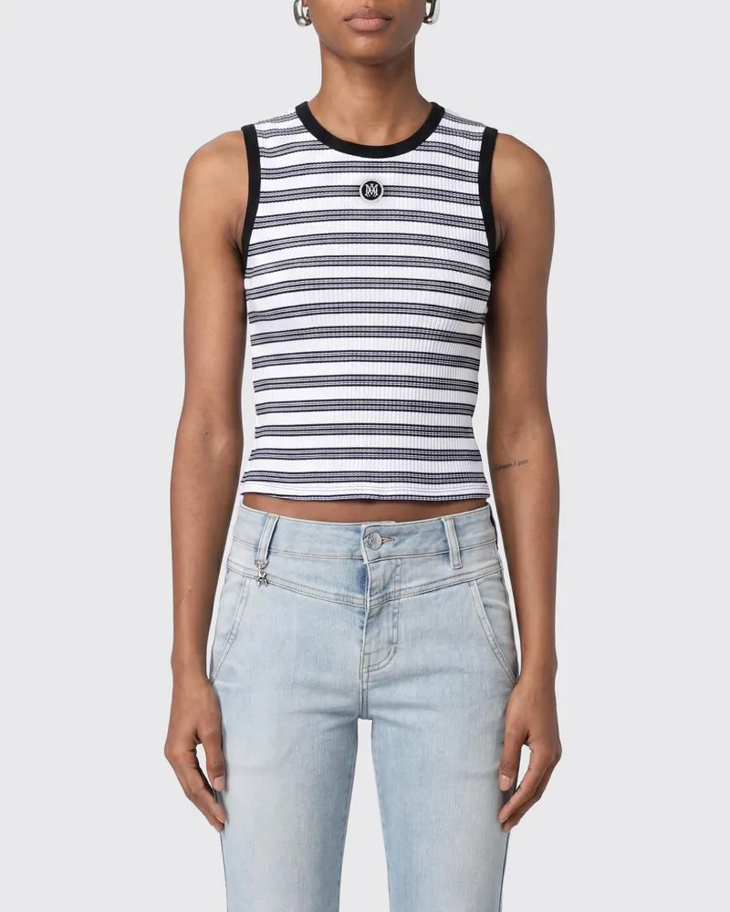 Amiri Gestreiftes Slim-Fit-Tanktop aus Baumwolle mit Logo Weiß