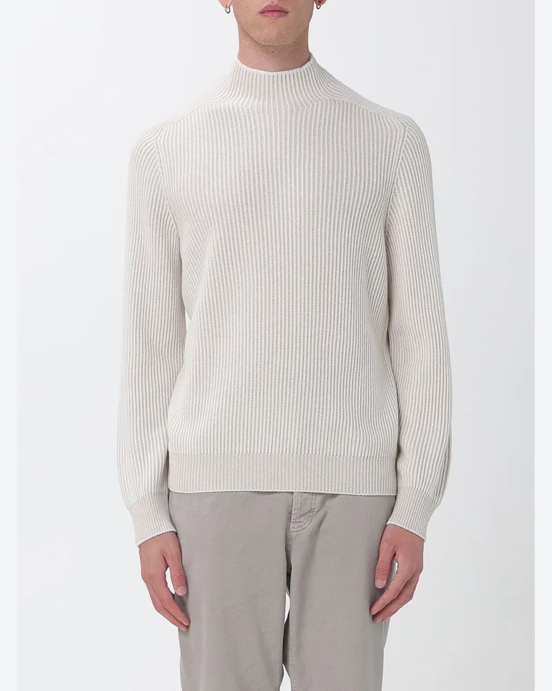 Brunello Cucinelli Pullover mit Stehkragen aus reinem sandfarbenem Kaschmir Sand