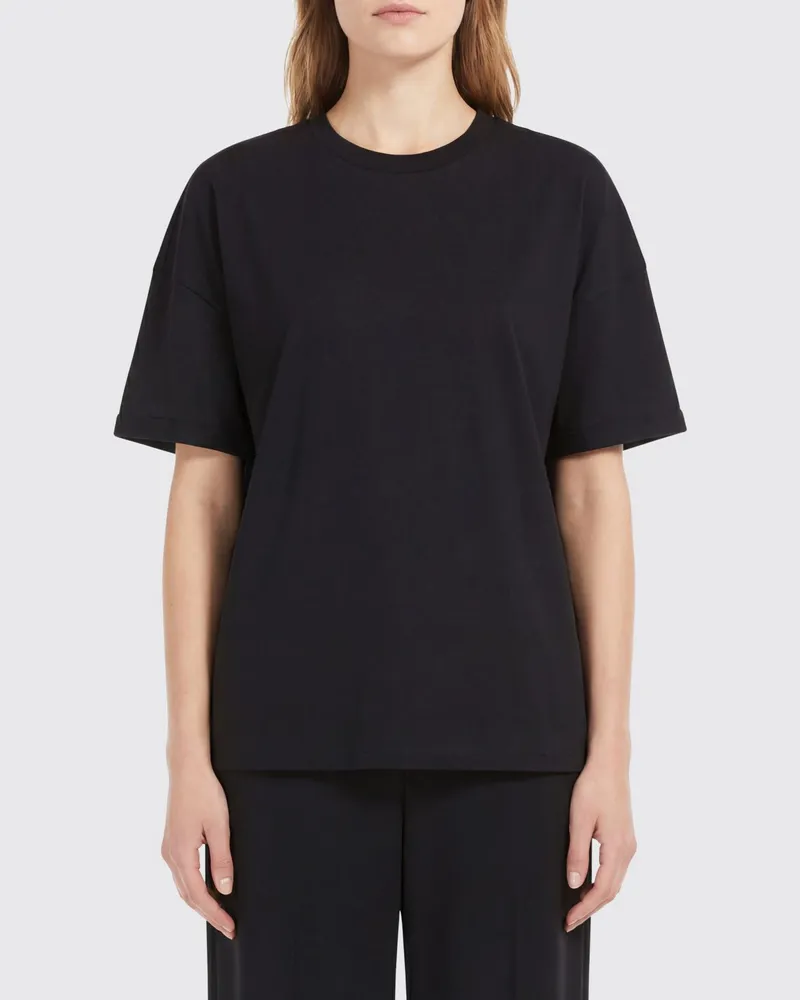 Federica Tosi Basic Baumwoll-T-Shirt Schwarz