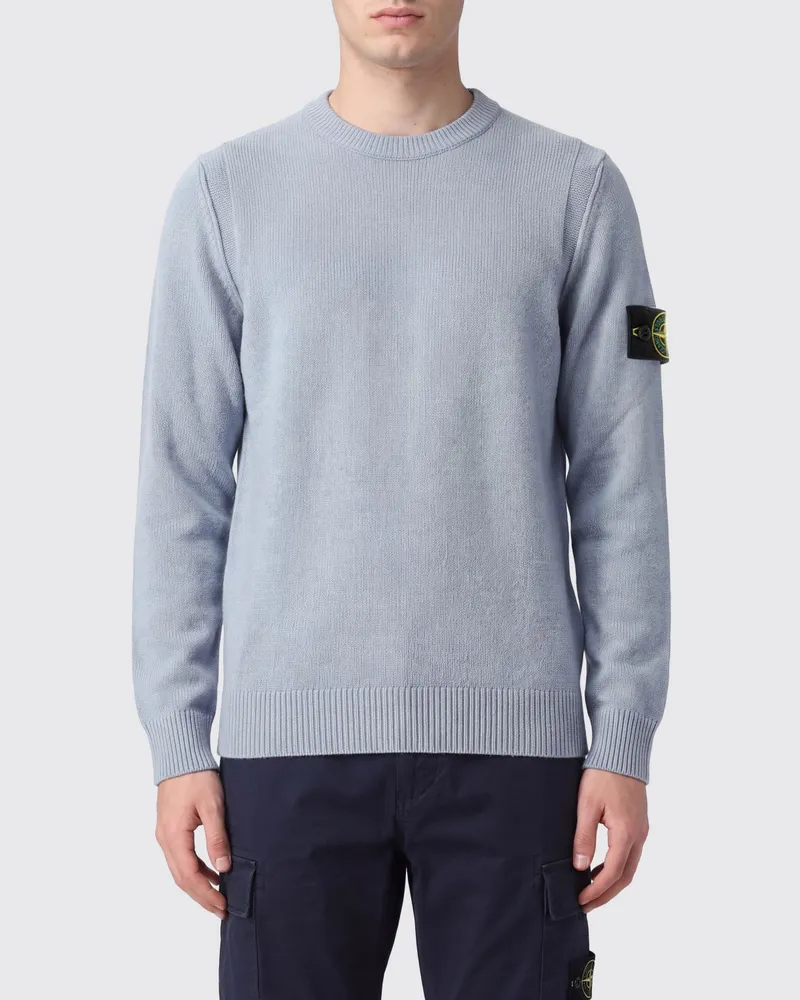 Stone Island Rundhalspullover aus Schurwolle mit Compass-Logo-Patch Charcoal