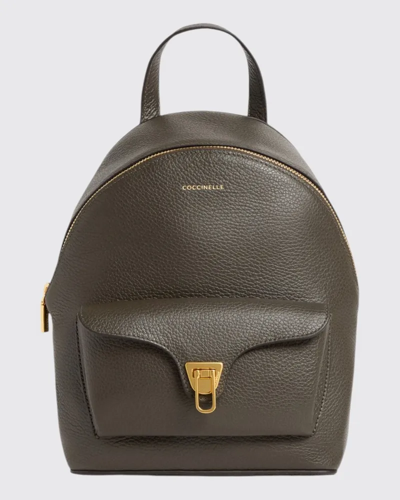 Coccinelle Kleiner Beat Generation Rucksack von aus Leder mit Vordertasche Grau