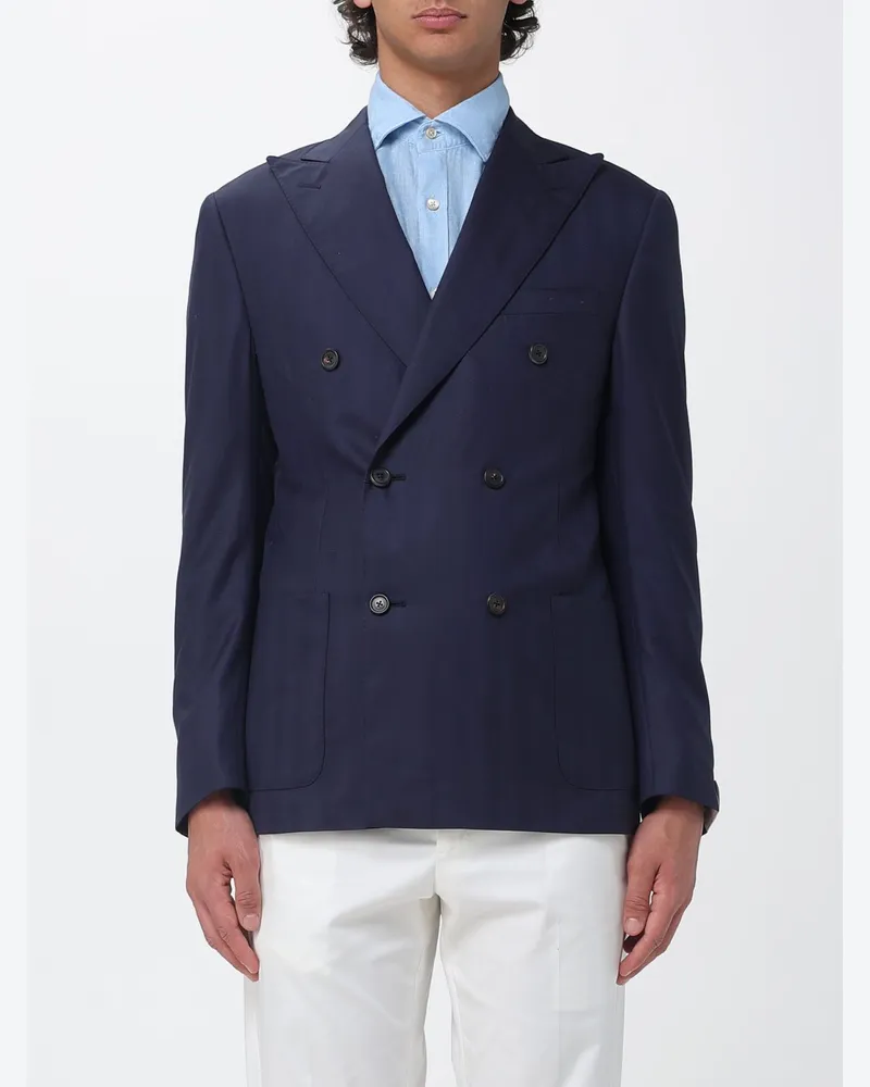 Corneliani Zweireiher-Blazer aus Schurwolle Blau