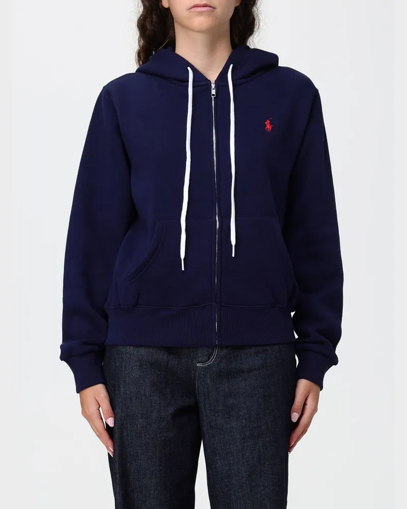 Ralph Lauren Kapuzenjacke aus Baumwollmischung mit Reißverschluss und gesticktem Logo Navy