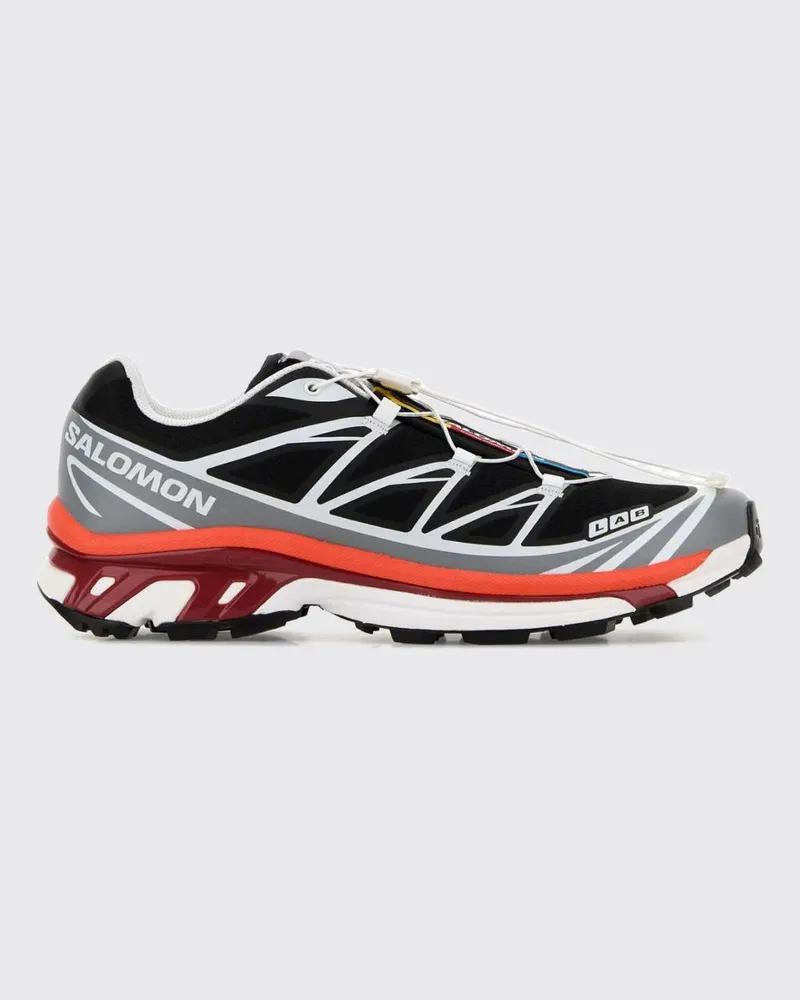 Salomon Zweifarbige XT-6 Low-Top-Sneaker aus Funktionsgewebe mit Kerbsohle Grau