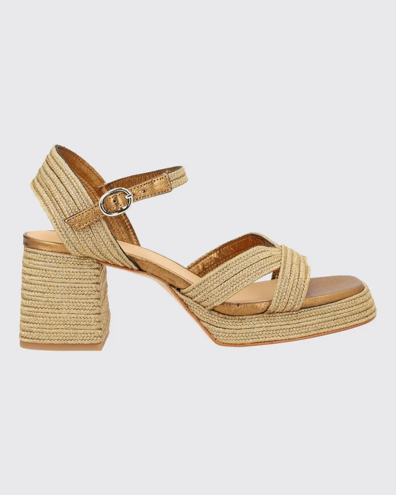 Castañer Vallita Sandalen aus geflochtenem Canvas Gold